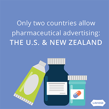 Only two countries allow pharmaceutical advertising: The U.S. and New Zealand.